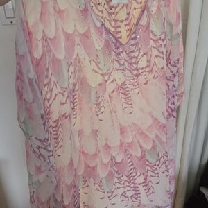 Pink Feather Patterned Kaftan
